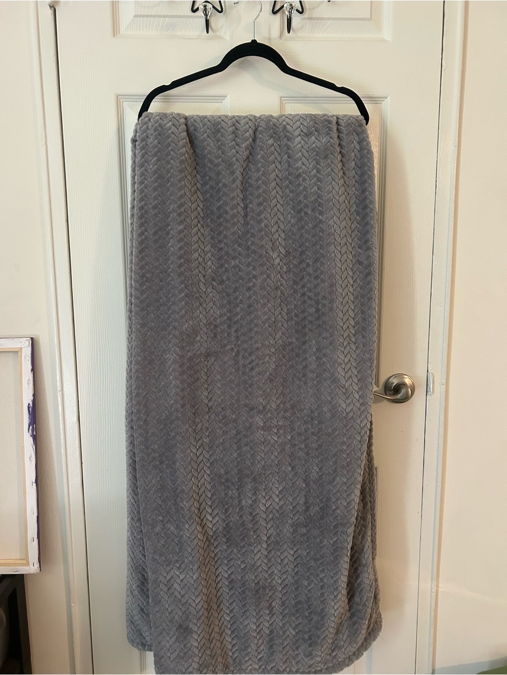 Plush Chevron Throw Blanket in Gray - Cozy Home Bedding